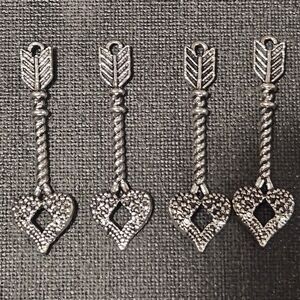Heart Arrow Charms Set of 4